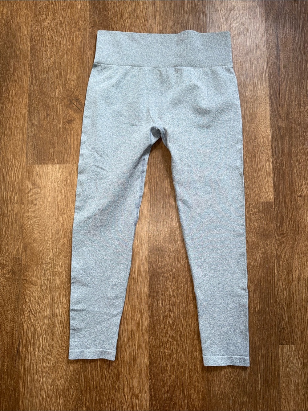 Ribbed Waistband Athletic Blue Grey Leggings Size L